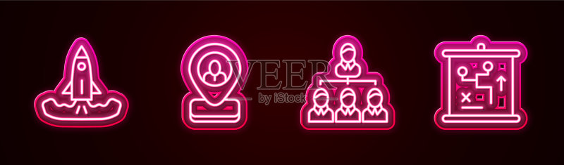 火箭工人位置层级线条组合图标素材