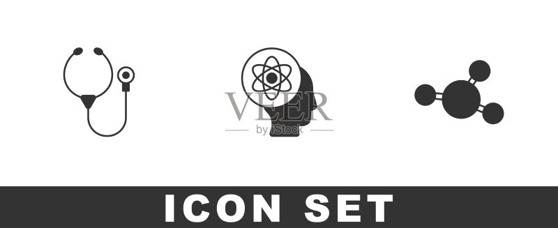 听诊器、原子和分子图标图标素材