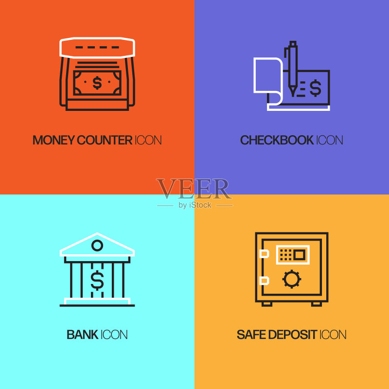 金钱相关线性图标矢量符号插图图标素材