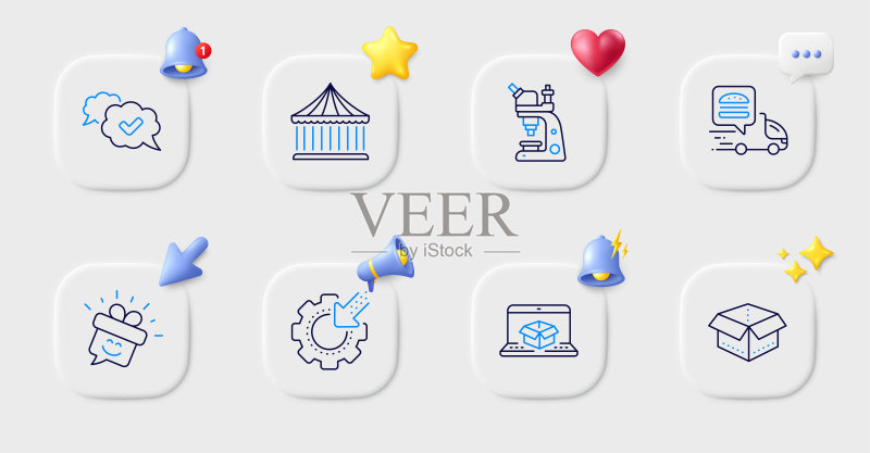 已批准的旋转木马和外卖送餐线图标。适用于Web应用程序、印刷。矢量图图标素材