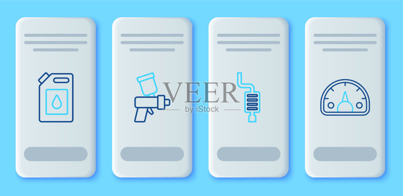 油漆喷枪汽车消声器罐线条图标素材