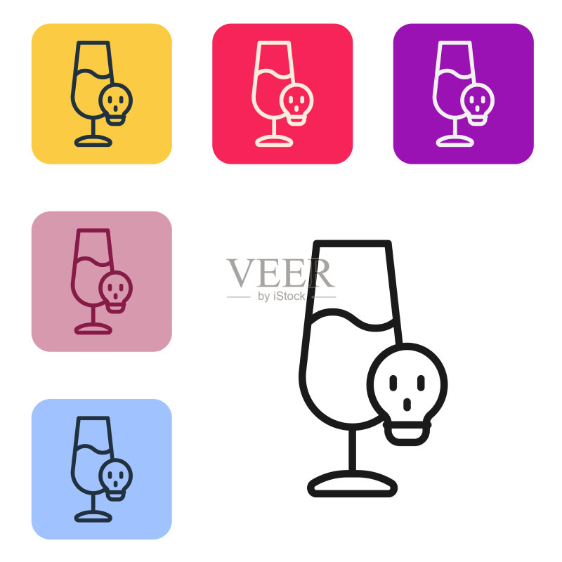 白色背景上的黑色有毒酒精图标图标素材