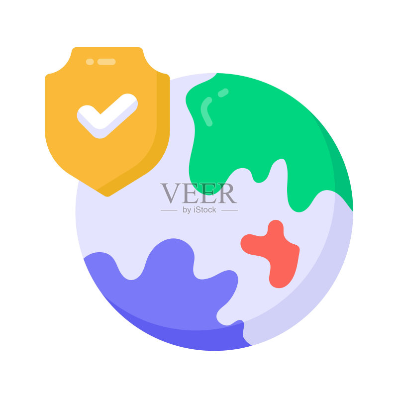 现代风格的全球安全图标设计,视觉上完美的矢量图标素材