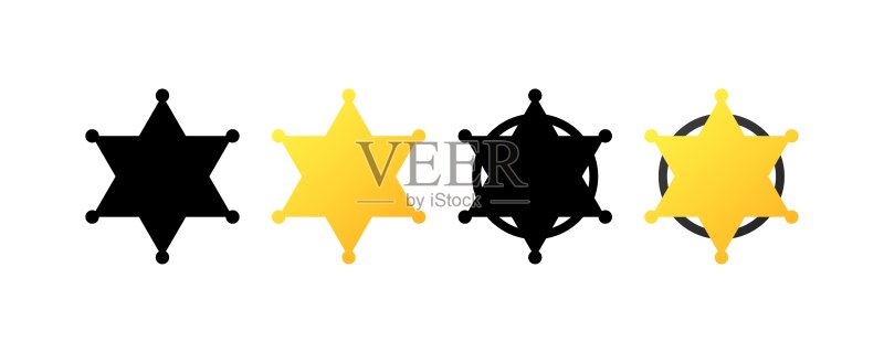警星:不同风格的圆形警星矢量图标图标素材