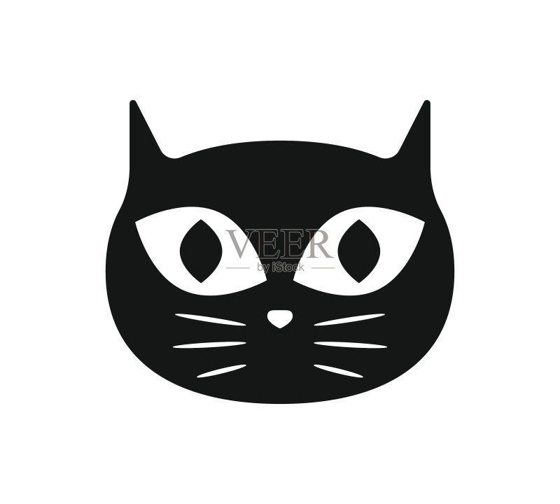 可爱的扁平风格猫咪设计图标素材