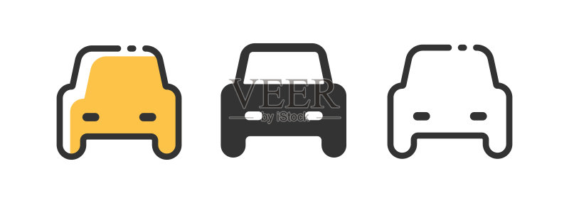 汽车轮胎没气轮廓图标图标素材
