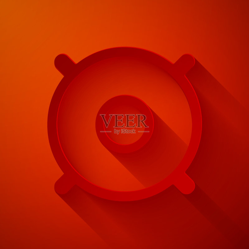 红色背景上的剪纸汽车音响扬声器图标图标素材