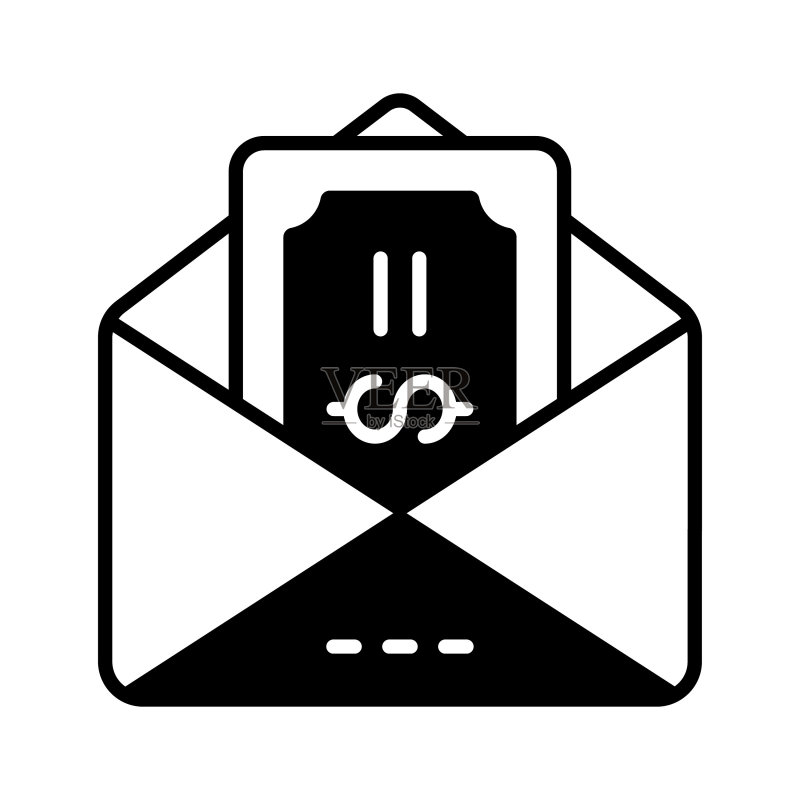 装在信封里的文件和美元,表示金融邮件概念图标图标素材