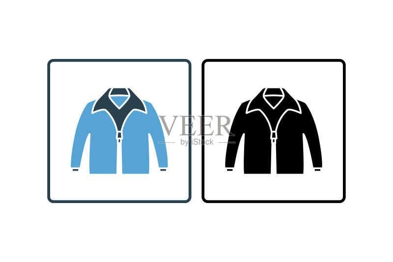 夹克图标。与服装图标集相关的图标。实心图标样式。简单的矢量设计可编辑图标素材