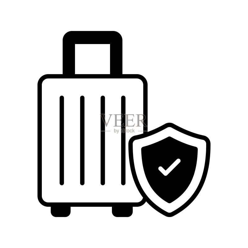 手提箱上的安全盾牌,表示行李安全矢量,行李保险图标图标素材