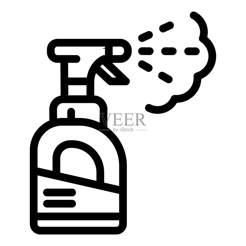 喷雾瓶线条图标,喷雾器矢量图,白色背景图标素材