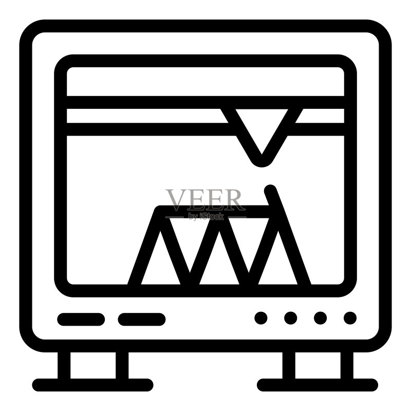 3D打印线性图标白色背景3D打印过程矢量图图标素材
