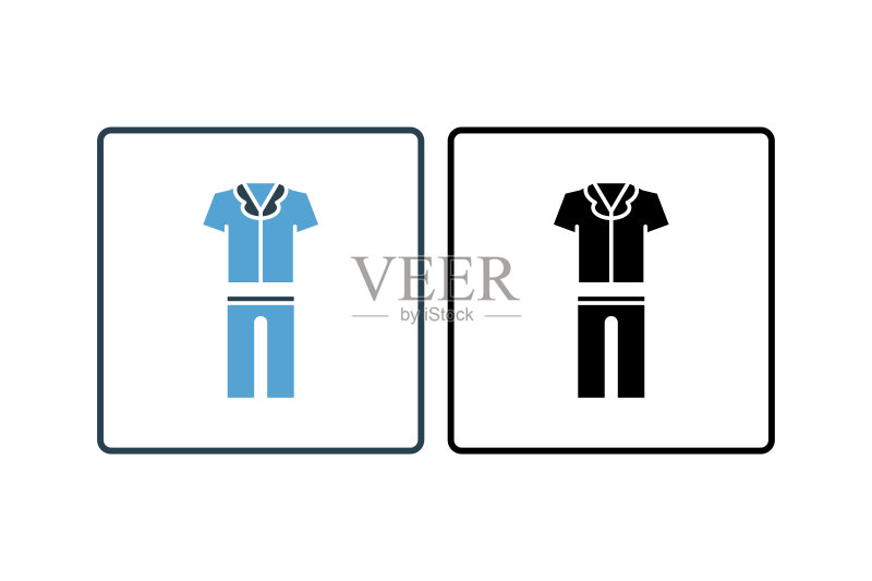 睡衣图标。与服装相关的图标。适用于网站设计、应用程序、用户界面。实体图标样式。简单的矢量设计可编辑图标素材