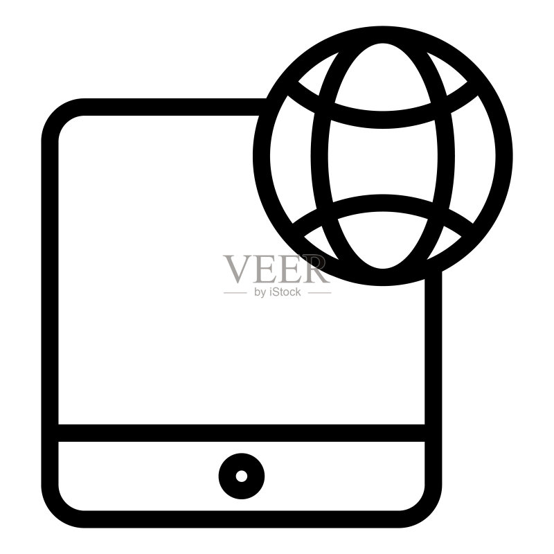 数字平板与全球网络图标图标素材