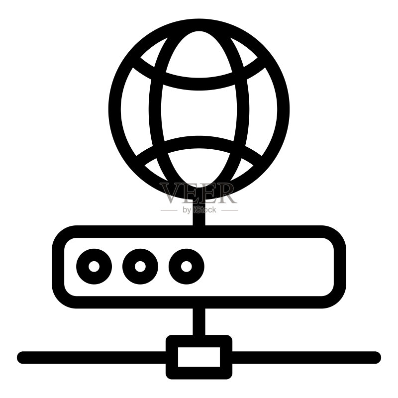 计算机服务器线性图标。网络存储矢量图,白色背景。数据中心轮廓样式设计,适用于应用程序。图标素材