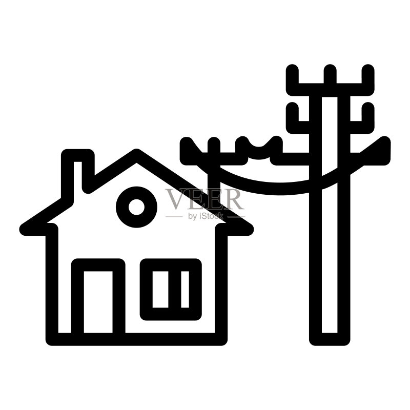 房屋电气化线性图标图标素材