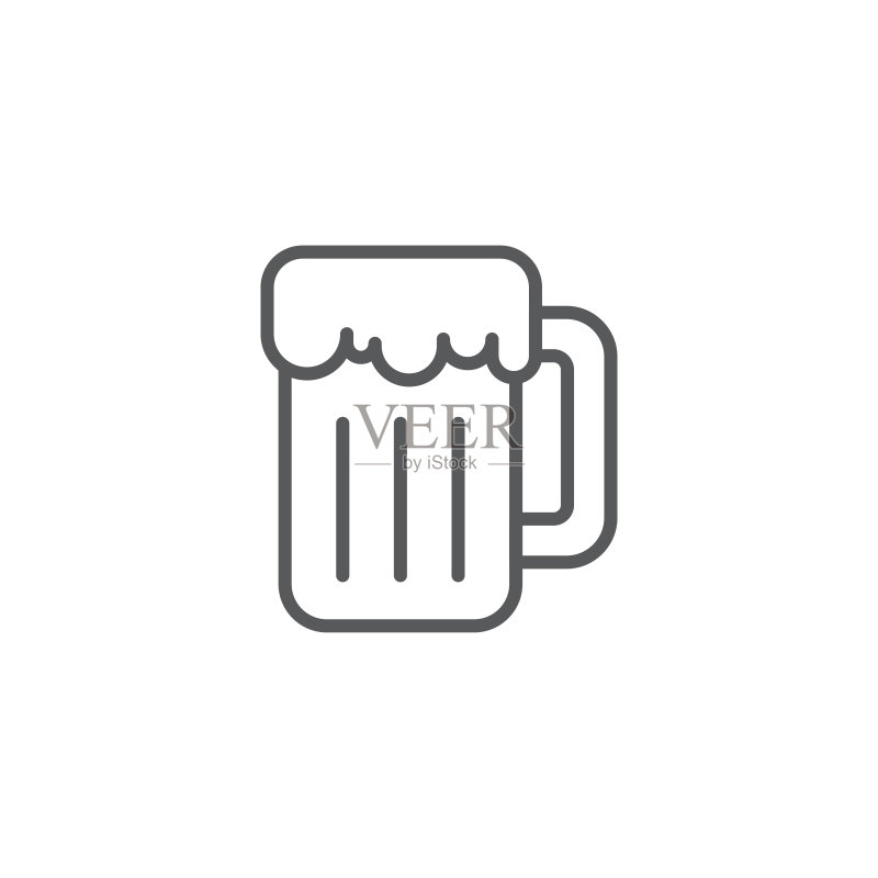 啤酒杯矢量图标符号酒精饮料背景白色隔离图标素材