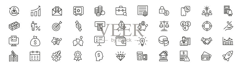 金融线性图标合集图标素材