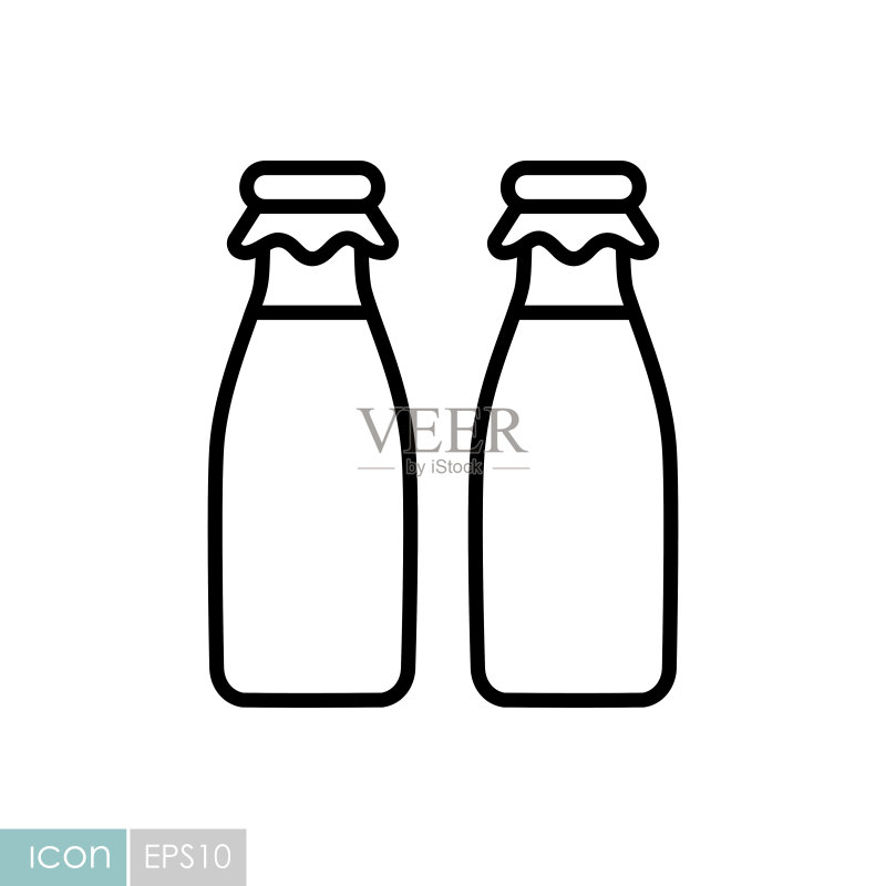 两个牛奶瓶矢量图标图标素材