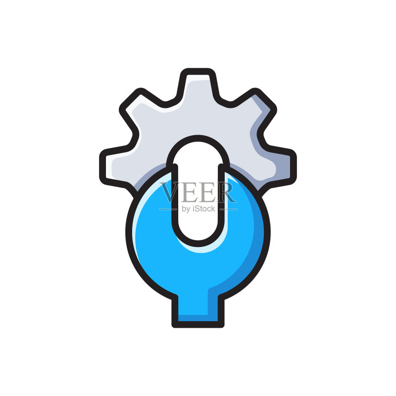 白色背景上的服务工具图标图标素材