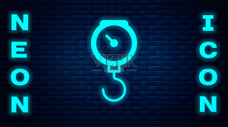发光霓虹手持弹簧秤机械图标矢量图图标素材