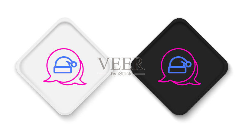 白色背景上的圣诞老人帽子线条图标图标素材