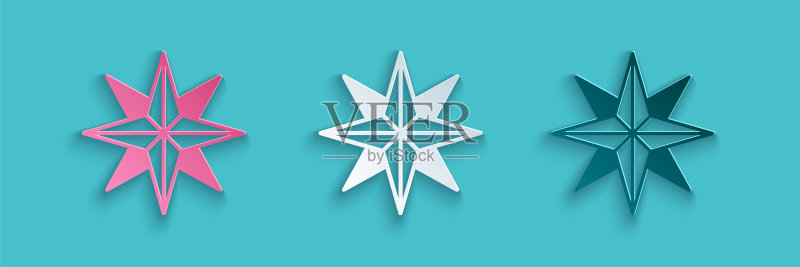 剪纸风格:蓝色背景风向标图标矢量素材图标素材