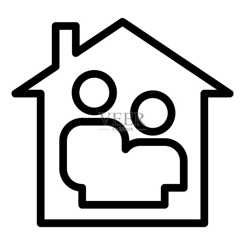 家庭住宅线条图标:情侣房子的剪影图标素材