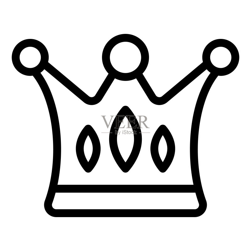 皇冠线性图标。白色背景上的皇室矢量插图,适用于App的轮廓样式设计。EPS 10。图标素材