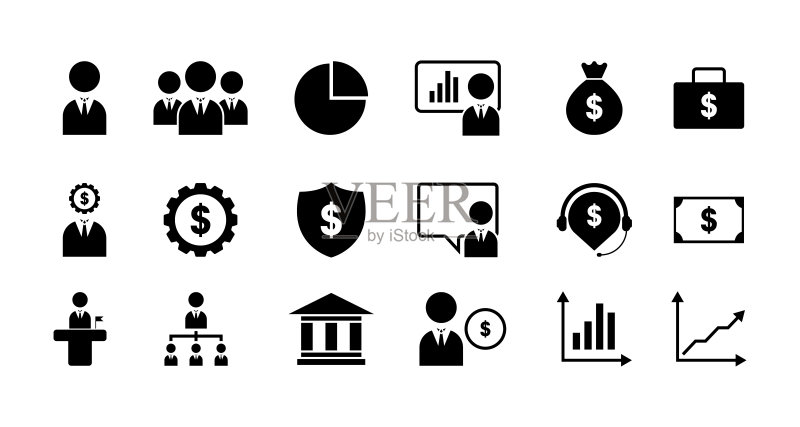 商业和金融 - 矢量图标集合。公司和办公室图标。图标素材