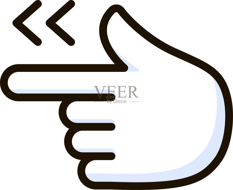 指向左侧的手势绘文字贴纸图标素材