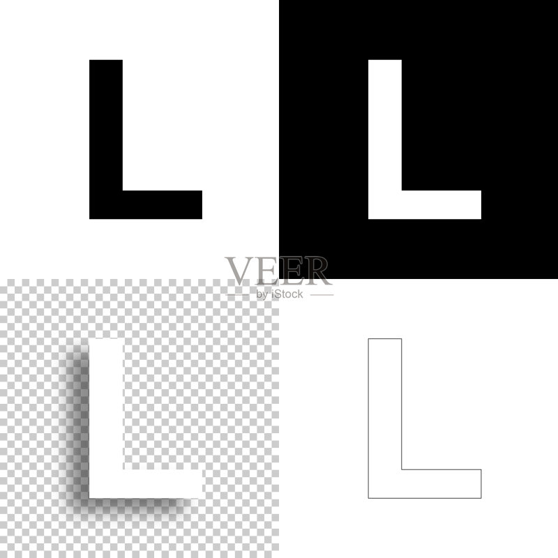 字母L设计图标,黑白线条背景图标素材