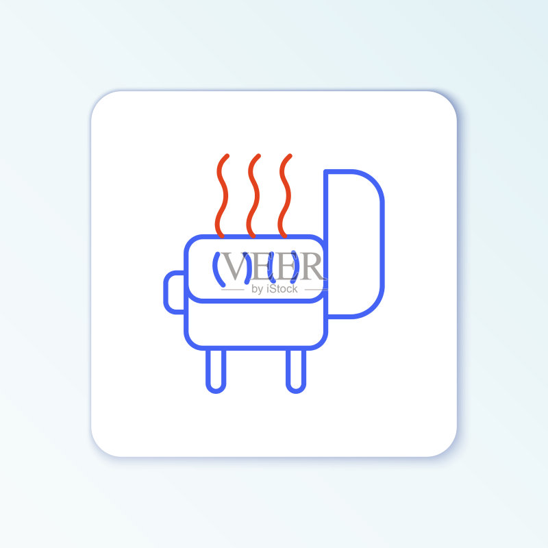 白色背景上的烧烤架线条图标图标素材