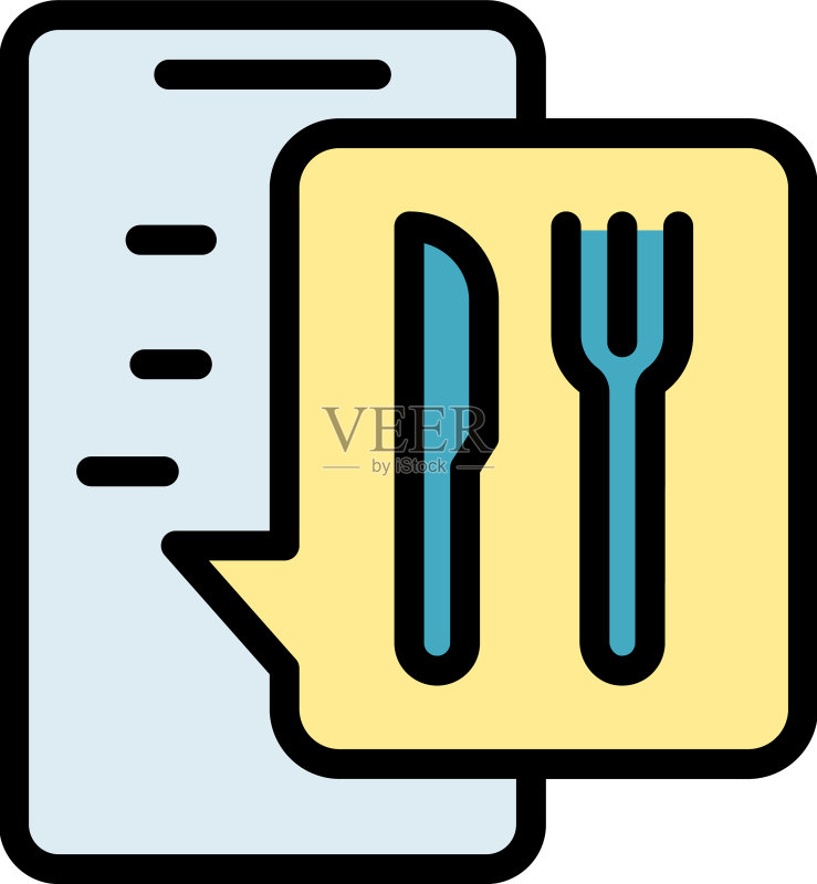 智能手机食品订购扁平图标图标素材