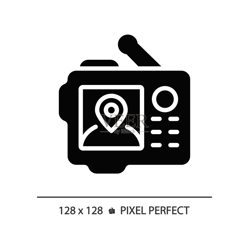 2D GPS 简易字形黑色图标图标素材