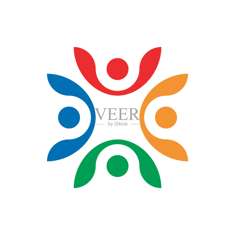 彩色人物与健康养生logo设计图标素材