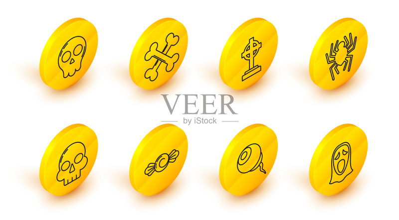 万圣节趣味恐怖幽灵面具图标素材