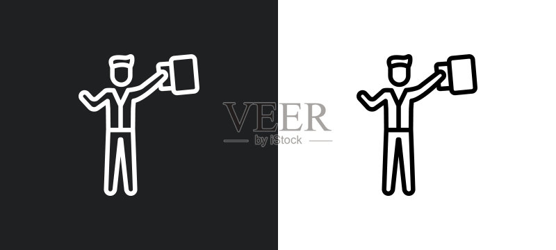 黑白成功人士轮廓图标:适用于网页和APP图标素材