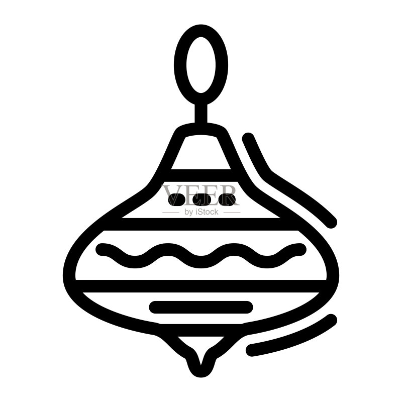 尤拉玩具线图标,儿童玩具概念,白色背景上的旋转微调器玩具标志,移动概念网络设计中的轮廓样式塑料旋转玩具图标。矢量图形。图标素材