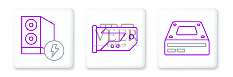 电脑光驱盒线性图标图标素材