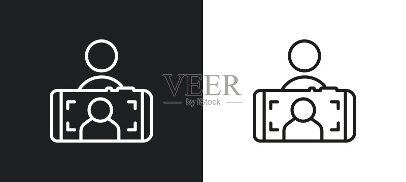 白色和黑色自拍轮廓图标图标素材