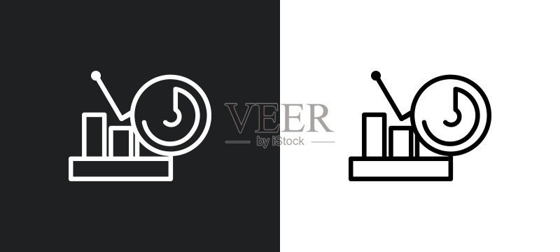 黑白统计轮廓图标。来自网络、移动应用和UI分析集合的统计扁平矢量图标图标素材