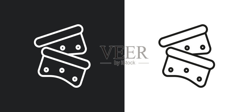 白色和黑色清洁垫轮廓图标。来自清洁系列的清洁垫扁平矢量图标,适用于Web、移动应用和UI。图标素材