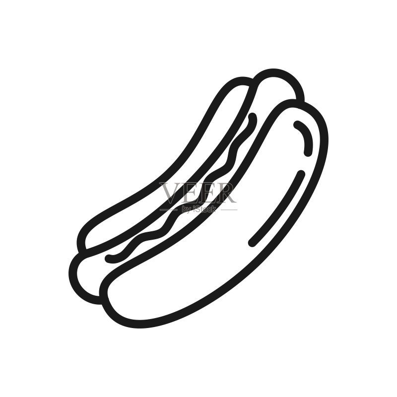 热狗图标设计,轮廓样式,矢量图图标素材