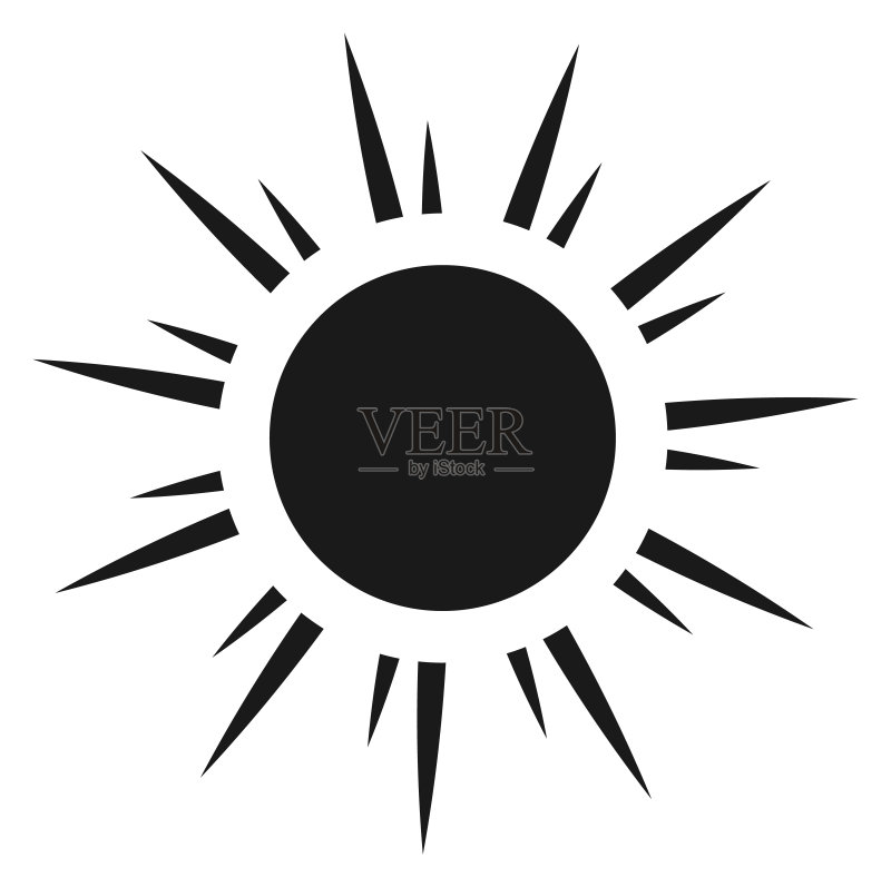 太阳图标,黑色标志,光束符号图标素材