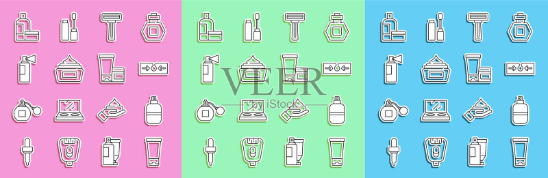 线条面霜或乳液化妆品软管香水图标素材