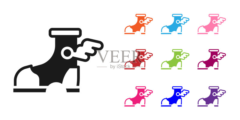 白色背景上的黑色爱马仕凉鞋图标图标素材