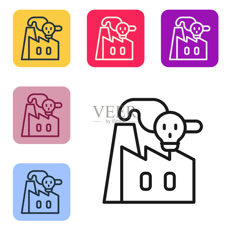 黑色线条工厂烟雾图标图标素材