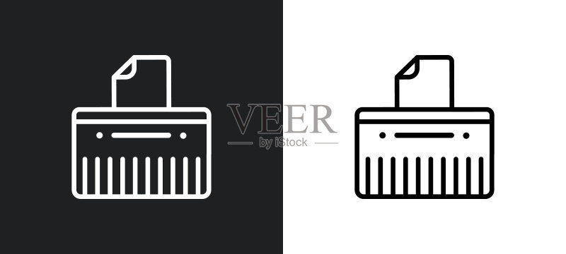 黑白碎纸机轮廓图标。来自商务系列的用于网页、移动应用和用户界面的扁平矢量图标图标素材