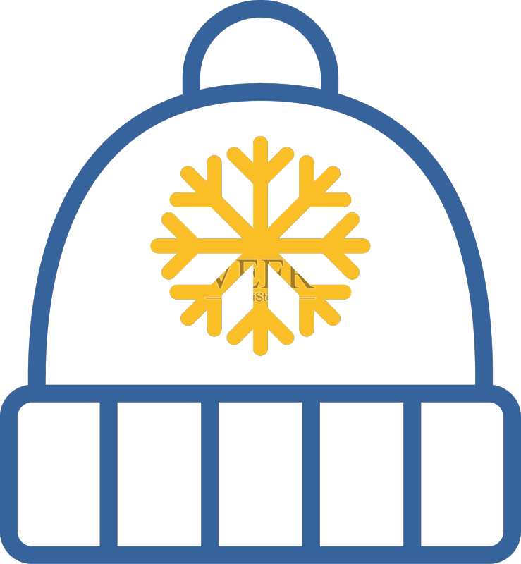 带雪花和绒球的冬季帽子图标图标素材